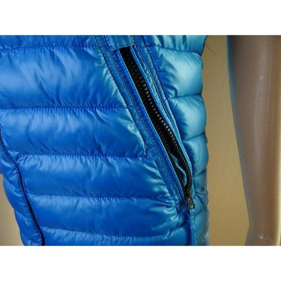 American Eagle Women Puffer Shell  Bubble Jacket Blue Coat Vest Small Sleeveless - Picture 2 of 10